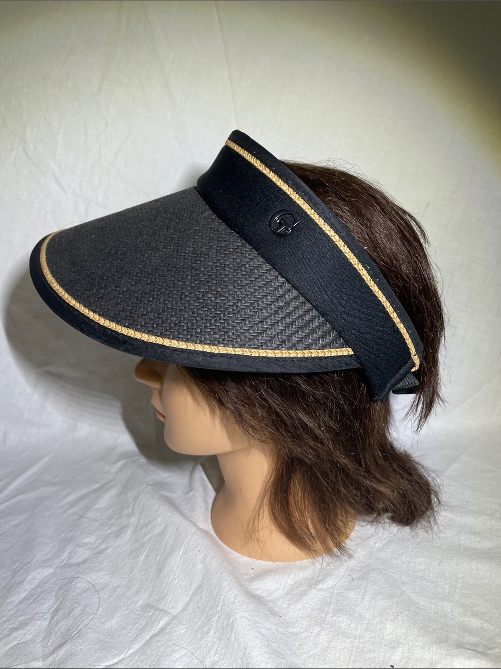 Black Visor with Gold Braid Trim - Women's Sun Visor